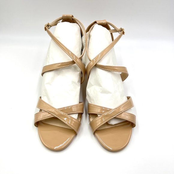 Benjamin Walk Touch Ups Womens Audrey Beige Tan Nude Patent Dress Sandals‎ Heels - Picture 2 of 14